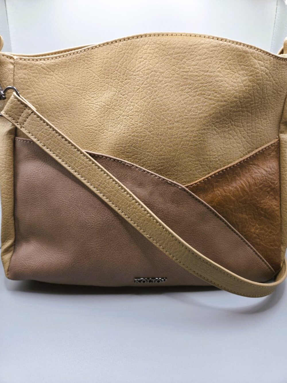 Koltov Colorblock Crossbody Bag Neutral Tones Faux Leather Like New Chic